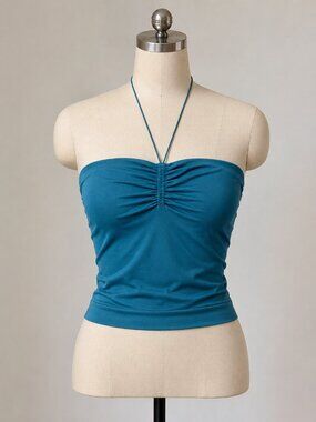 Marc Jacobs Teal Ruched tube halter top